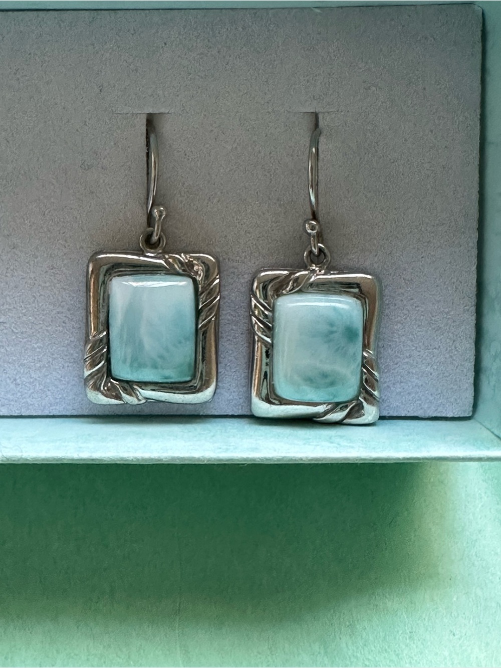 Sterling Silver 925 Earrings with light blue stone